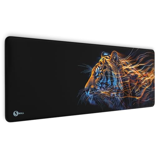 Gaming Mauspad XXL - 4 mm Premium-Dicke, Ultra-Glatte Oberfläche, Mousepad mit vernähten Rändern, rutschfest - stylisch & langlebig für Dein Gaming Setup (Tiger Data, 800 x 300 x 4 mm) von Sunnywall