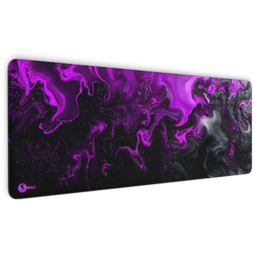 Gaming Mauspad XXL Liquid - 4 mm Premium-Dicke, Ultra-Glatte Oberfläche, vernähte Kanten, rutschfest & langlebiges Gaming Setup. Made in Germany inkl. Wallpaper (Schwarz-Purpur, 800 x 300 x 4 mm) von Sunnywall