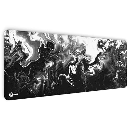 Gaming Mauspad XXL Liquid - 4 mm Premium-Dicke, Ultra-Glatte Oberfläche, vernähte Kanten, rutschfest & langlebiges Gaming Setup. Made in Germany inkl. Wallpaper (Schwarz-Weiss, 800 x 300 x 4 mm) von Sunnywall
