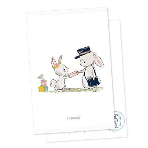 Postkarte Geschenkkarte Hase rabbit Postbote von Sunnywall