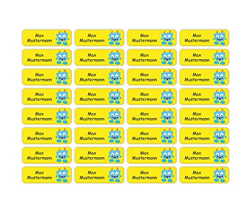 Sunnywall® Namensaufkleber Kinder Schule Monster Aufkleber Namensetiketten | 60 Stück Klebeetiketten zum Beschriften 4,8x1,6cm Kita Schulanfang | wasserfest von Sunnywall