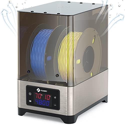 Filament Trockenbox, FIXDRY 3D Filament Dryer mit Echtzeit-Temperatur und Luftfeuchtigkeit, 3D Drucker Filament Trockner Kompatibel mit 3D-Filamenten mit 1,75 mm, 2,85 mm und 3,00 mm von Sunowl