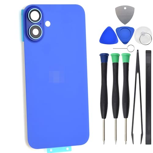Ultramarine Rückglas für iPhone 16 mit rückseitiger Abdeckungshalterung und Kameraglaslinse und NFC Ultramarine Rückglas für iPhone 16 mit rückseitiger Abdeckungshalterung und Kameraglaslinse und NFC von Sunrise glow