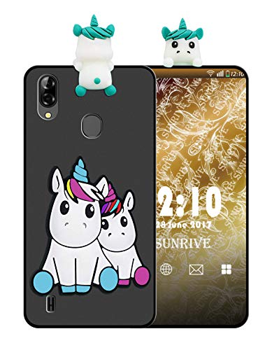 Sunrive Für Blackview A60 Pro (2019) Hülle Silikon, Handyhülle matt Schutzhülle Etui 3D Case Backcover für Blackview A60 Pro (2019)(W1 Einhorn 2) MEHRWEG+Gratis Universal Eingabestift von Sunrive