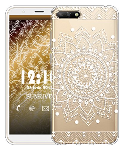 Sunrive Für Huawei Y5 2018/Honor 7S Hülle Silikon, Transparent Handyhülle Schutzhülle Etui Case für Huawei Y5 2018/Honor 7S(TPU Blume Weiße)+Gratis Universal Eingabestift von Sunrive