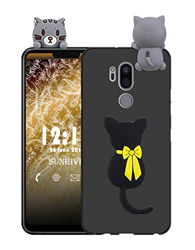 Sunrive Für LG G7 ThinQ Hülle Silikon, Handyhülle matt Schutzhülle Etui 3D Case Backcover Tiere Muster Cover Handy Tasche Bumper(W1 Katze)+Gratis Universal Eingabestift von Sunrive
