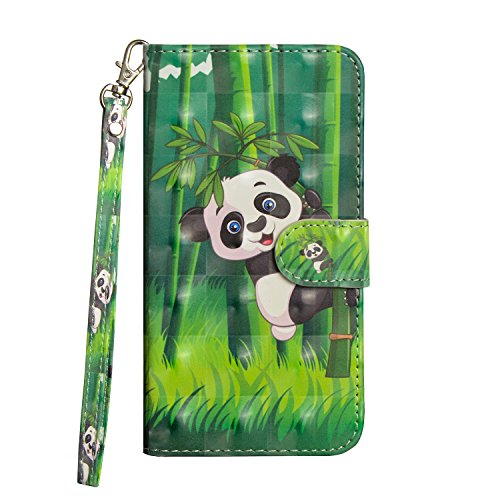 Sunrive Hülle Für LG K4 / K8 2017, Magnetisch Schaltfläche Ledertasche Schutzhülle Case Handyhülle Schalen Handy Tasche Lederhülle(Panda auf Bambus)+Gratis Universal Eingabestift von Sunrive