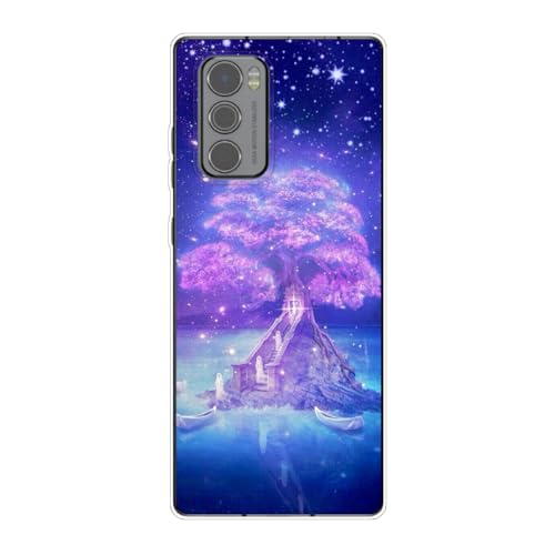 Sunrive Hülle Kompatibel mit LG Wing,Transparent Handyhülle Schutzhülle Etui Karikatur Muster PC Case (Bäume, Himmel, Sterne) MEHRWEG von Sunrive