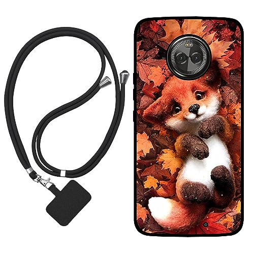 Sunrive Hülle Kompatibel mit Motorola Moto X4 Case,matt Handyhülle Schutzhülle Etui Karikatur Muster TPU Backcover (Ahornblattfuchs) +1x Universale Handykette MEHRWEG von Sunrive