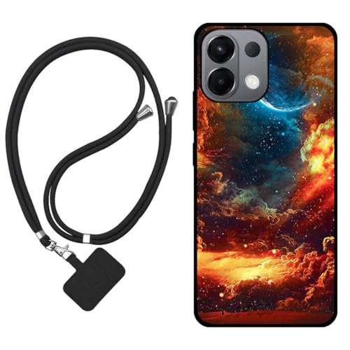 Sunrive Hülle Kompatibel mit Oppo K12S Case,matt Handyhülle Schutzhülle Etui TPU Rückseite (Wolken,Mond,Himmel) +1x Universale Handykette MEHRWEG von Sunrive