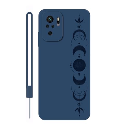Sunrive Hülle Kompatibel mit Redmi Note 10S / Xiaomi Poco M5s Case,matt Handyhülle Schutzhülle Etui TPU Rückseite (blau) +1xHandykette Handschlaufe von Sunrive