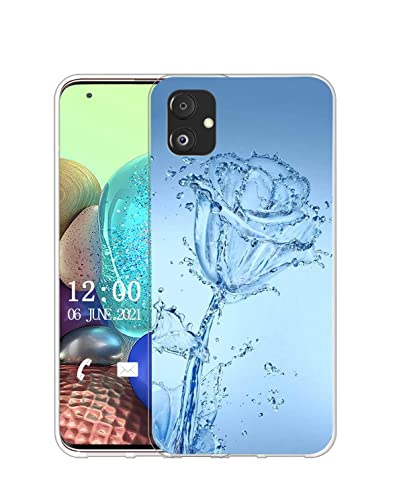 Sunrive Hülle Kompatibel mit Samsung Galaxy F14 Silikon,Transparent Handyhülle Schutzhülle Etui Karikatur Muster Weiches TPU Silikon Case (Blaue Wasserrose) MEHRWEG von Sunrive