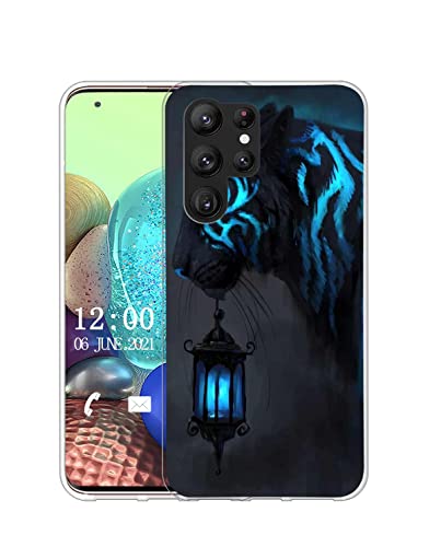 Sunrive Hülle Kompatibel mit Samsung Galaxy S22 Ultra 5G Silikon, Transparent Handyhülle Schutzhülle Etui Case (Q Tiger 4)+Gratis Universal Eingabestift MEHRWEG von Sunrive