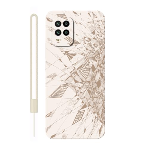 Sunrive Hülle Kompatibel mit Xiaomi Mi 10 Lite 5G Case,matt Handyhülle Schutzhülle Etui TPU Rückseite (weiß) +1xHandykette Handschlaufe von Sunrive