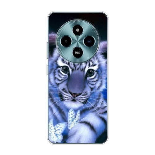 Sunrive Hülle Kompatibel mit Xiaomi Poco M7 5G Silikon,Transparent Handyhülle Schutzhülle Etui Karikatur Muster Weiches TPU Silikon Case (Q Tiger) MEHRWEG von Sunrive