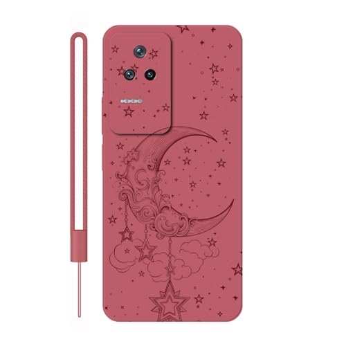 Sunrive Hülle Kompatibel mit Xiaomi Redmi K40S Case,matt Handyhülle Schutzhülle Etui TPU Rückseite (rot) +1xHandykette Handschlaufe von Sunrive