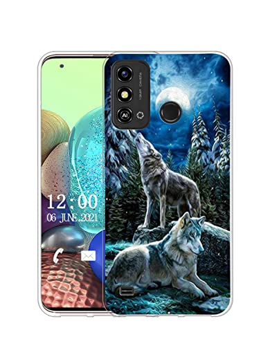 Sunrive Hülle Kompatibel mit ZTE Blade A53 Silikon,Transparent Handyhülle Schutzhülle Etui Karikatur Muster Weiches TPU Silikon Case (Q Wolf 1) MEHRWEG von Sunrive