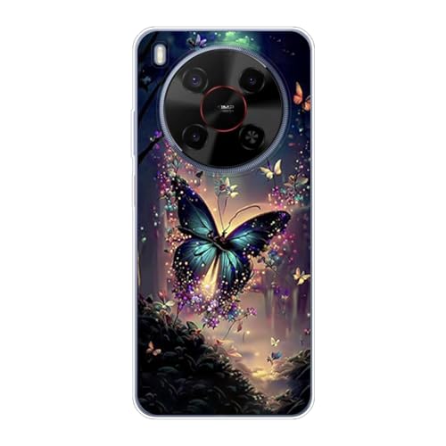 Sunrive Hülle Kompatibel mit ZTE Blade V70 Max/Nubia V70 Max Silikon,Transparent Handyhülle Schutzhülle Etui Karikatur Muster Weiches TPU Silikon Case (Schmetterlinge, Dschungel, Blumen) MEHRWEG von Sunrive