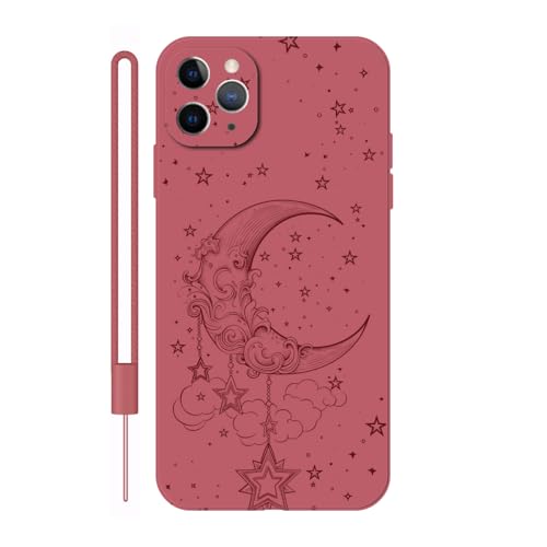 Sunrive Hülle Kompatibel mit iPhone 11 Pro Max Case,matt Handyhülle Schutzhülle Etui TPU Rückseite (rot) +1xHandykette Handschlaufe von Sunrive