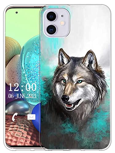 Sunrive Hülle Kompatibel mit iPhone 11 Silikon, Transparent Handyhülle Schutzhülle Etui Case (X Wolf 1)+Gratis Universal Eingabestift MEHRWEG von Sunrive