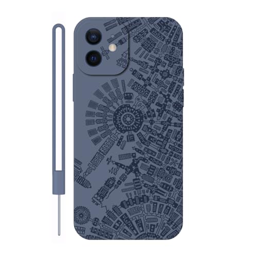 Sunrive Hülle Kompatibel mit iPhone 12 Case,matt Handyhülle Schutzhülle Etui TPU Rückseite (grau) +1xHandykette Handschlaufe von Sunrive