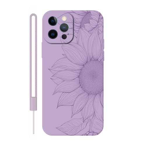 Sunrive Hülle Kompatibel mit iPhone 12 Pro Case,matt Handyhülle Schutzhülle Etui TPU Rückseite (lila) +1xHandykette Handschlaufe von Sunrive