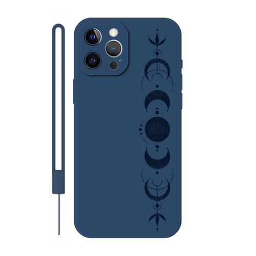 Sunrive Hülle Kompatibel mit iPhone 12 Pro Max Case,matt Handyhülle Schutzhülle Etui TPU Rückseite (blau) +1xHandykette Handschlaufe von Sunrive
