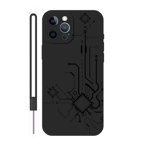 Sunrive Hülle Kompatibel mit iPhone 12 Pro Max Case,matt Handyhülle Schutzhülle Etui TPU Rückseite (schwarz) +1xHandykette Handschlaufe von Sunrive