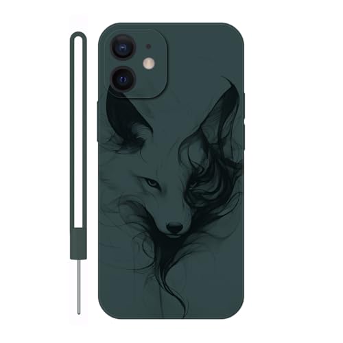 Sunrive Hülle Kompatibel mit iPhone 12 mini Case,matt Handyhülle Schutzhülle Etui TPU Rückseite (grün) +1xHandykette Handschlaufe von Sunrive