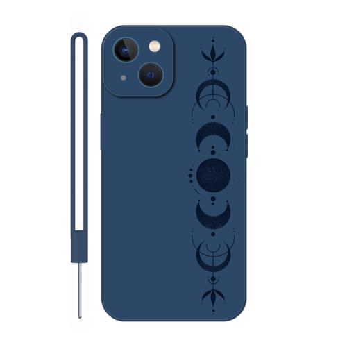 Sunrive Hülle Kompatibel mit iPhone 13 Case,matt Handyhülle Schutzhülle Etui TPU Rückseite (blau) +1xHandykette Handschlaufe von Sunrive