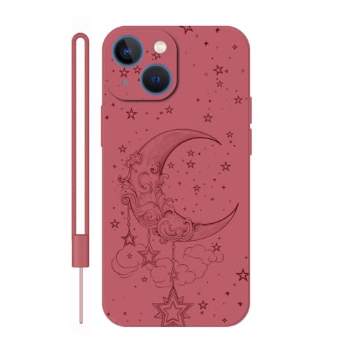Sunrive Hülle Kompatibel mit iPhone 13 Mini Case,matt Handyhülle Schutzhülle Etui TPU Rückseite (rot) +1xHandykette Handschlaufe von Sunrive
