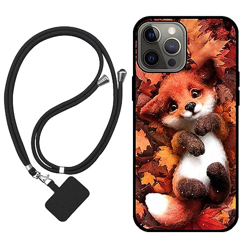 Sunrive Hülle Kompatibel mit iPhone 13 Pro Case,matt Handyhülle Schutzhülle Etui Karikatur Muster TPU Backcover (Ahornblattfuchs) +1x Universale Handykette MEHRWEG von Sunrive