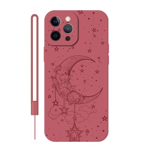 Sunrive Hülle Kompatibel mit iPhone 13 Pro Case,matt Handyhülle Schutzhülle Etui TPU Rückseite (rot) +1xHandykette Handschlaufe von Sunrive