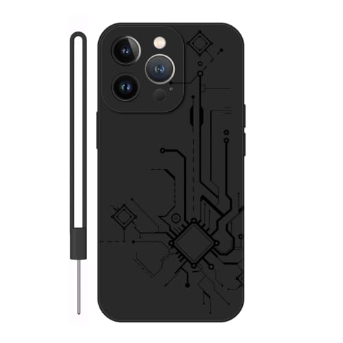Sunrive Hülle Kompatibel mit iPhone 13 Pro Max Case,matt Handyhülle Schutzhülle Etui TPU Rückseite (schwarz) +1xHandykette Handschlaufe von Sunrive