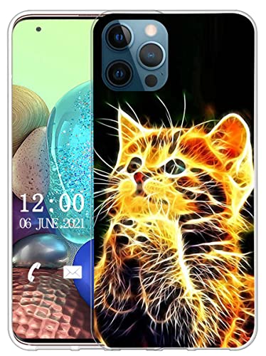 Sunrive Hülle Kompatibel mit iPhone 13 Pro Max Silikon, Transparent Handyhülle Schutzhülle Etui Case (X Katze)+Gratis Universal Eingabestift MEHRWEG von Sunrive