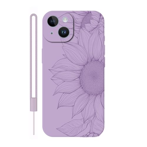Sunrive Hülle Kompatibel mit iPhone 14 Case,matt Handyhülle Schutzhülle Etui TPU Rückseite (lila) +1xHandykette Handschlaufe von Sunrive