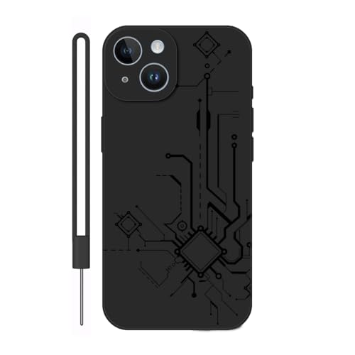 Sunrive Hülle Kompatibel mit iPhone 14 Plus Case,matt Handyhülle Schutzhülle Etui TPU Rückseite (schwarz) +1xHandykette Handschlaufe von Sunrive