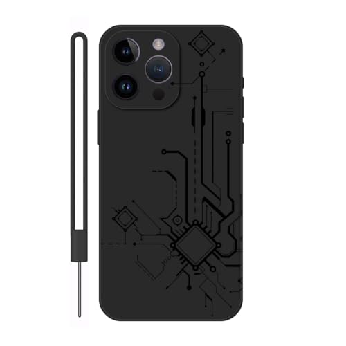 Sunrive Hülle Kompatibel mit iPhone 14 Pro Max Case,matt Handyhülle Schutzhülle Etui TPU Rückseite (schwarz) +1xHandykette Handschlaufe von Sunrive