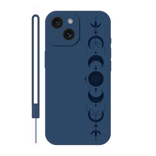 Sunrive Hülle Kompatibel mit iPhone 15 Case,matt Handyhülle Schutzhülle Etui TPU Rückseite (blau) +1xHandykette Handschlaufe von Sunrive