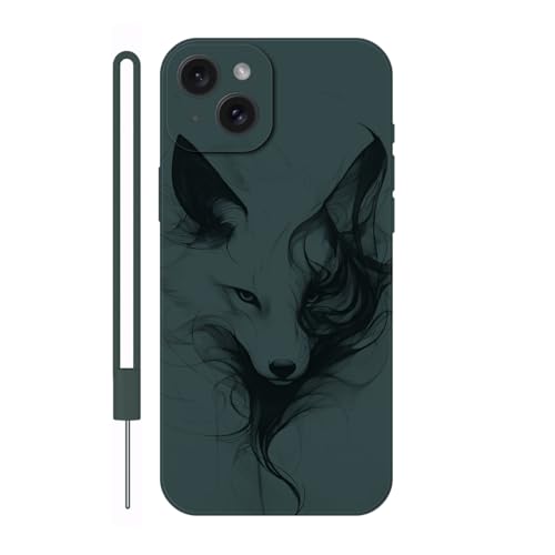 Sunrive Hülle Kompatibel mit iPhone 15 Plus Case,matt Handyhülle Schutzhülle Etui TPU Rückseite (grün) +1xHandykette Handschlaufe von Sunrive