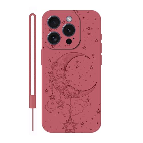 Sunrive Hülle Kompatibel mit iPhone 15 Pro Case,matt Handyhülle Schutzhülle Etui TPU Rückseite (rot) +1xHandykette Handschlaufe von Sunrive