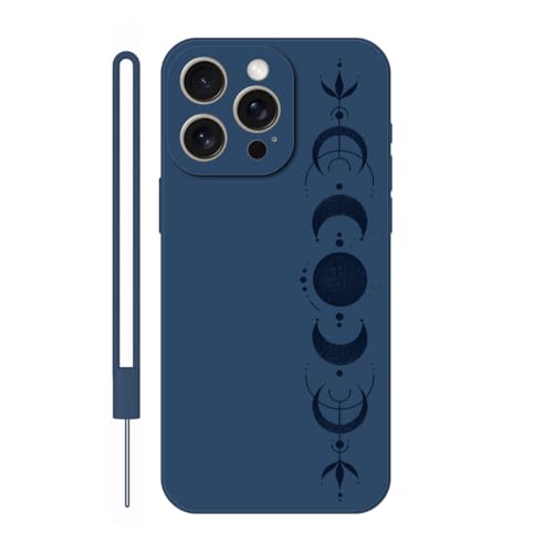Sunrive Hülle Kompatibel mit iPhone 15 Pro Max Case,matt Handyhülle Schutzhülle Etui TPU Rückseite (blau) +1xHandykette Handschlaufe von Sunrive