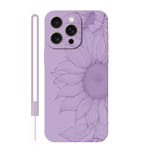 Sunrive Hülle Kompatibel mit iPhone 15 Pro Max Case,matt Handyhülle Schutzhülle Etui TPU Rückseite (lila) +1xHandykette Handschlaufe von Sunrive