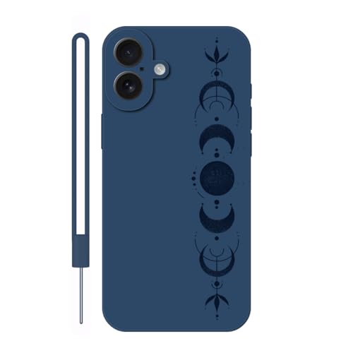 Sunrive Hülle Kompatibel mit iPhone 16 Case,matt Handyhülle Schutzhülle Etui TPU Rückseite (blau) +1xHandykette Handschlaufe von Sunrive