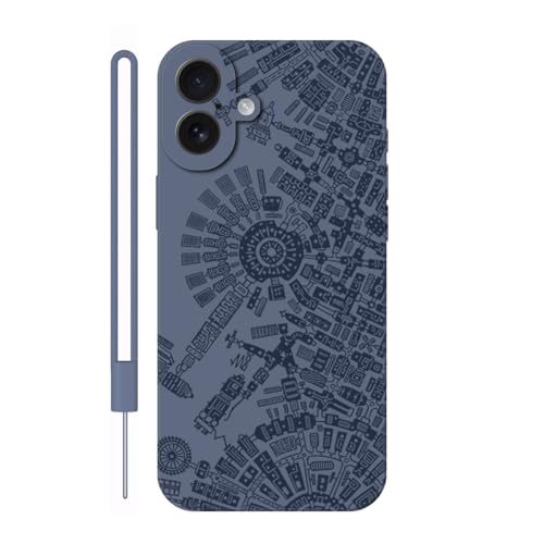 Sunrive Hülle Kompatibel mit iPhone 16 Case,matt Handyhülle Schutzhülle Etui TPU Rückseite (grau) +1xHandykette Handschlaufe von Sunrive