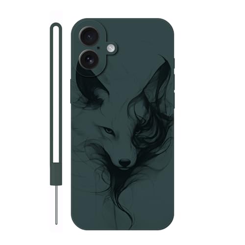 Sunrive Hülle Kompatibel mit iPhone 16 Case,matt Handyhülle Schutzhülle Etui TPU Rückseite (grün) +1xHandykette Handschlaufe von Sunrive