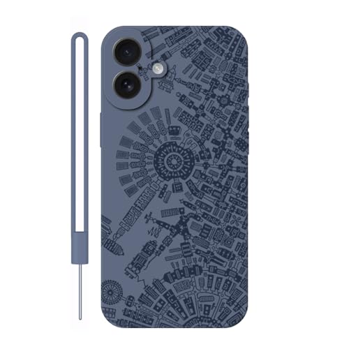 Sunrive Hülle Kompatibel mit iPhone 16 Plus Case,matt Handyhülle Schutzhülle Etui TPU Rückseite (grau) +1xHandykette Handschlaufe von Sunrive
