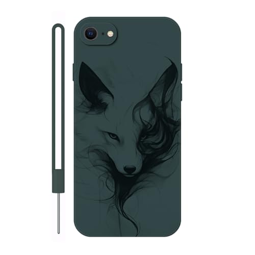 Sunrive Hülle Kompatibel mit iPhone SE 2020/8/7 Case,matt Handyhülle Schutzhülle Etui TPU Rückseite (grün) +1xHandykette Handschlaufe von Sunrive