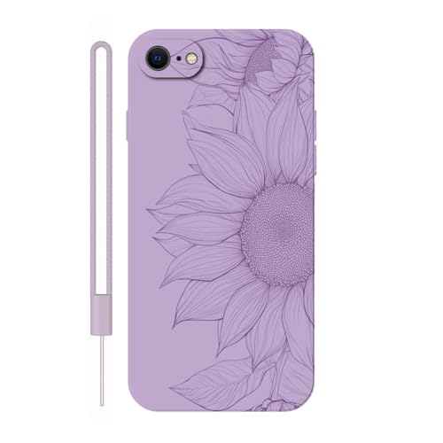 Sunrive Hülle Kompatibel mit iPhone SE 2020/8/7 Case,matt Handyhülle Schutzhülle Etui TPU Rückseite (lila) +1xHandykette Handschlaufe von Sunrive