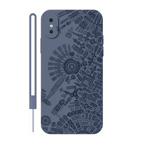 Sunrive Hülle Kompatibel mit iPhone X/XS Case,matt Handyhülle Schutzhülle Etui TPU Rückseite (grau) +1xHandykette Handschlaufe von Sunrive